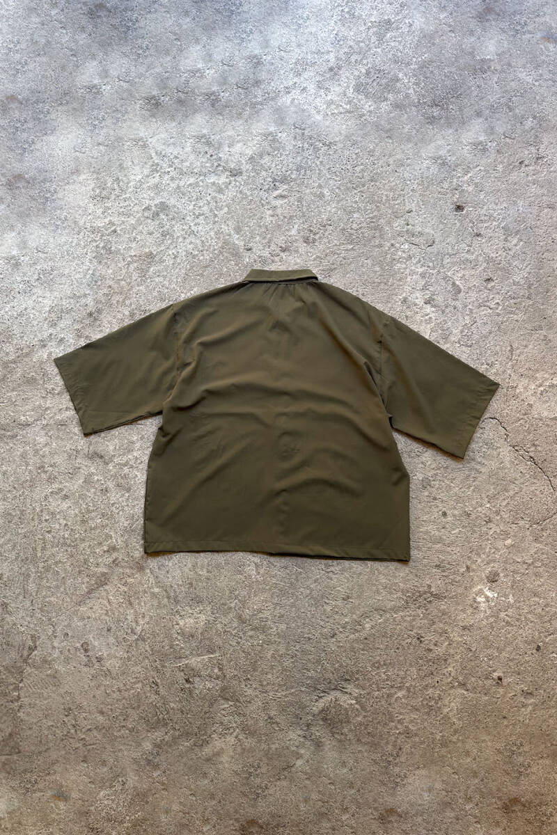 Haki Yarım Kol Oversize Gömlek - 5