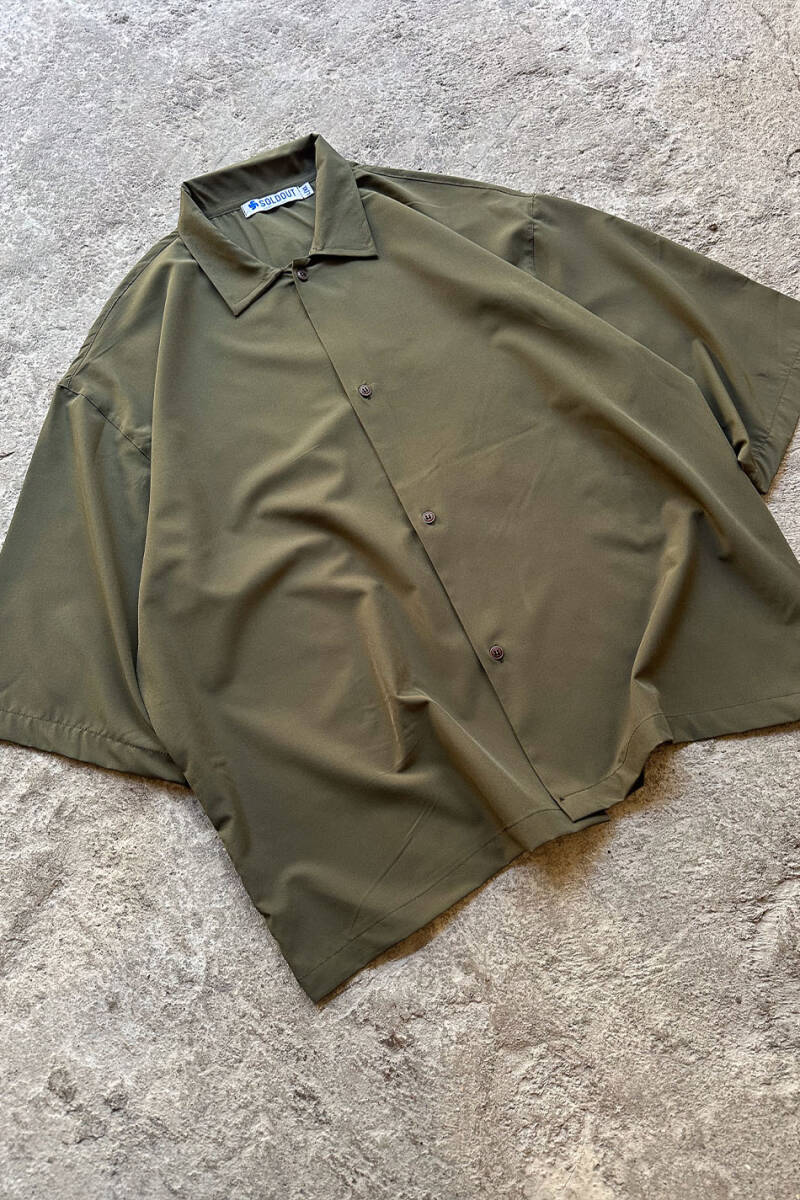 Haki Yarım Kol Oversize Gömlek - 4