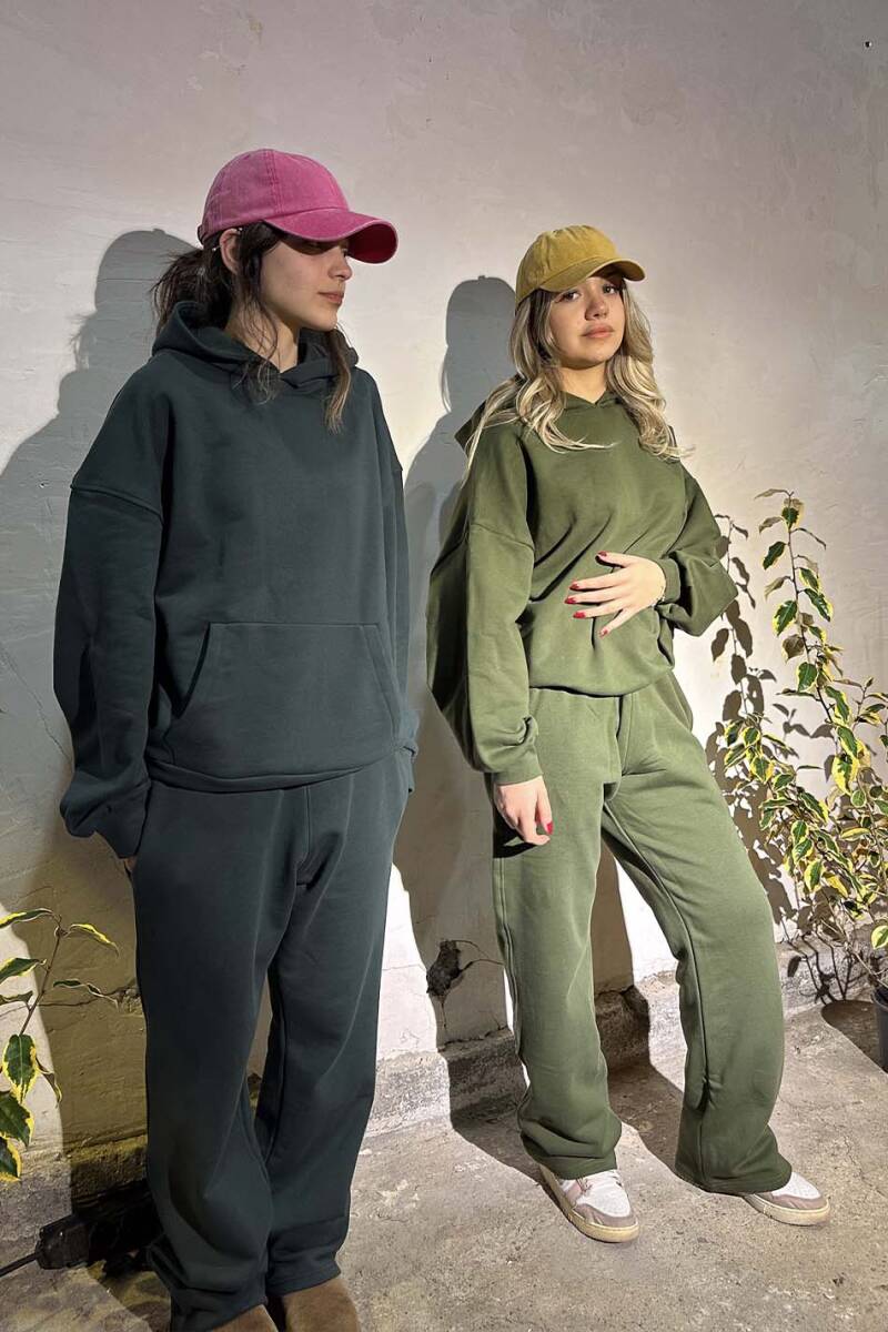 Haki Yeşil Heavyweight (450GSM) Oversize Boxy Fit Hoodie - 8