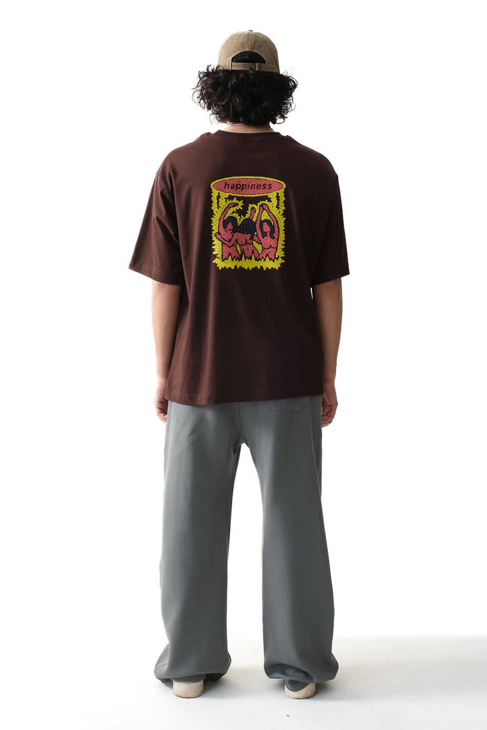 Happines Acı Kahve Oversize Tişört - 2
