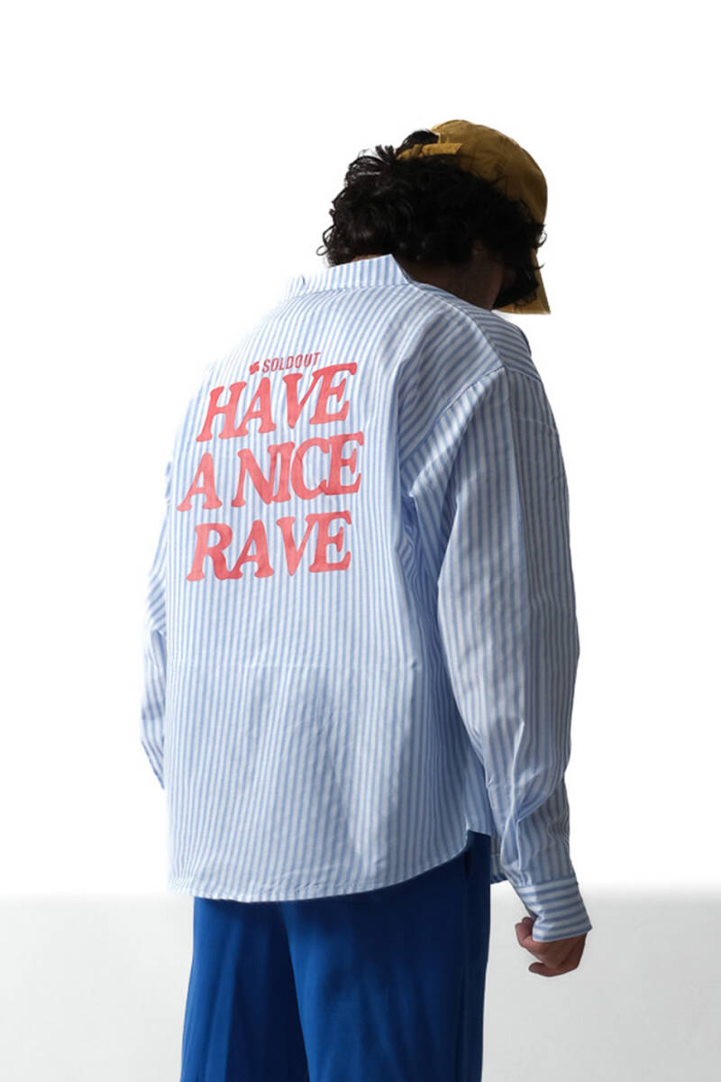 Have A Nice Rave Açık Mavi Çizgili Oversize Gömlek - 1
