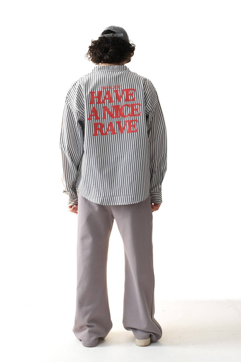 Have A Nice Rave Antrasit Çizgili Oversize Gömlek - 2