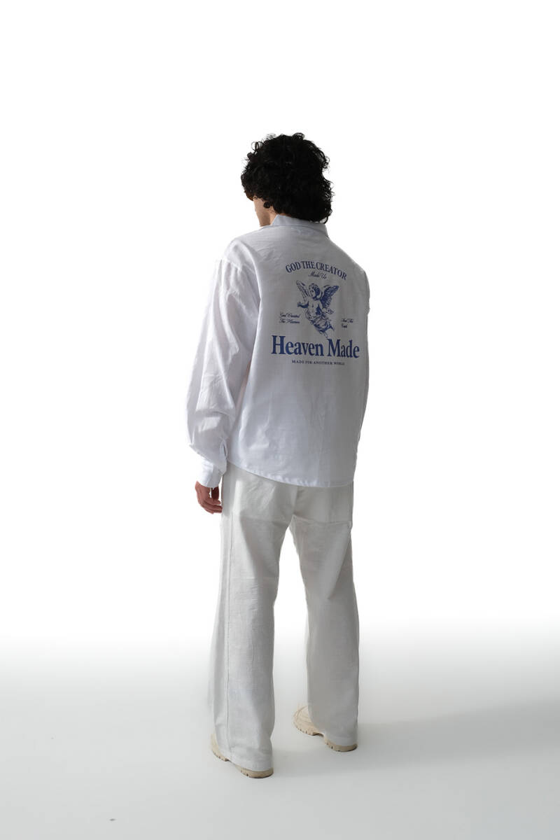 Heaven Made Beyaz Oversize %100 Pamuk İnce Gömlek - 3