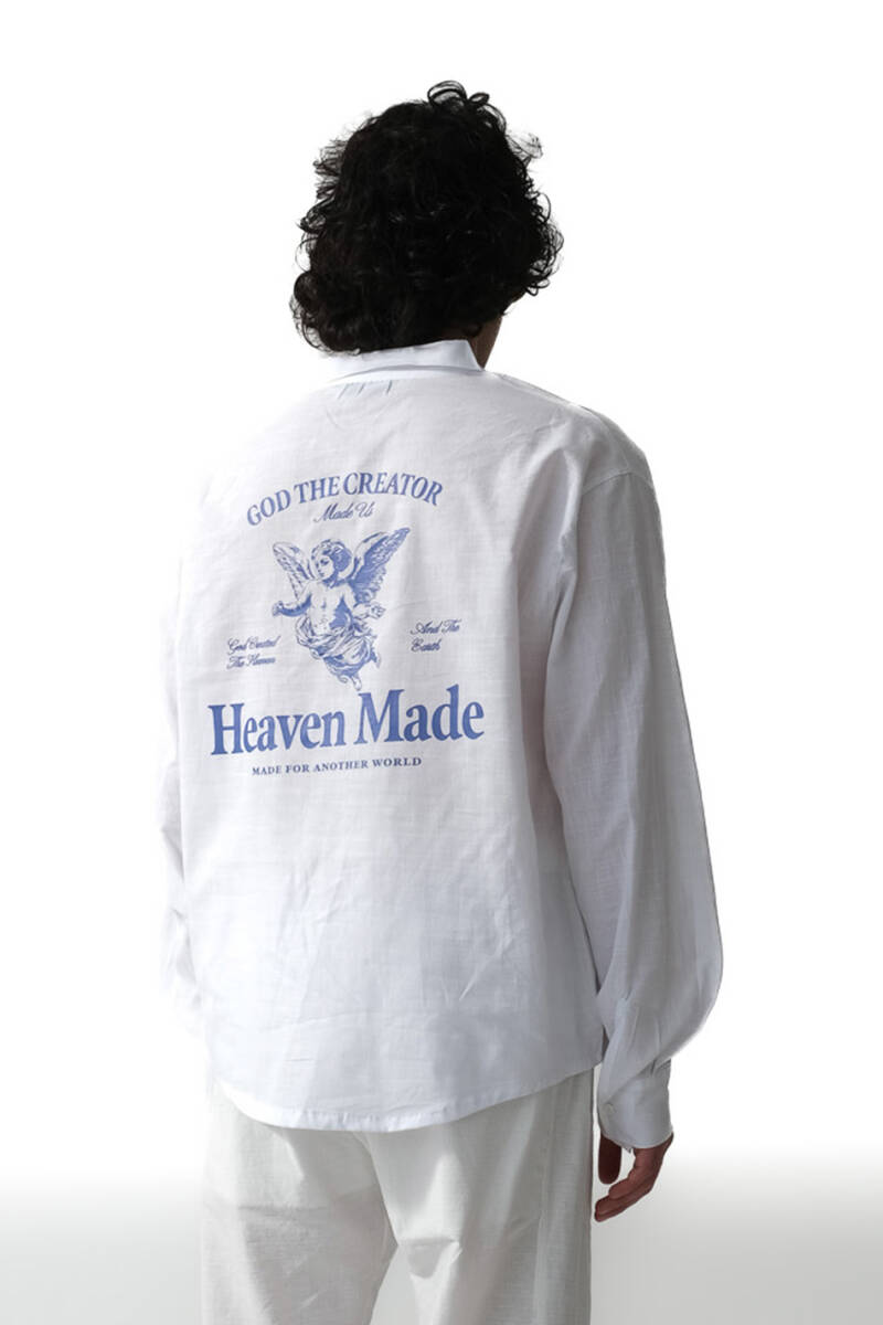 Heaven Made Beyaz Oversize %100 Pamuk İnce Gömlek - 1