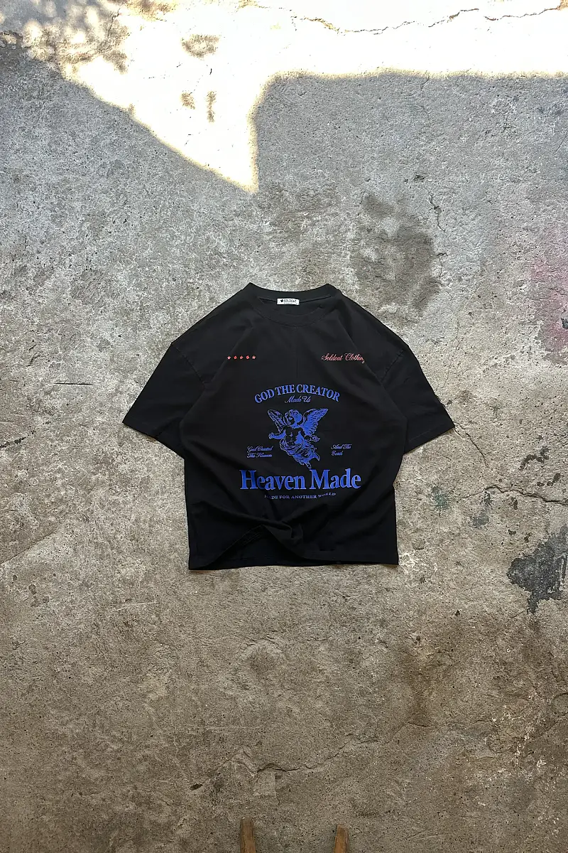 Heaven Made Siyah Oversize Baskılı Tişört - SOLDOUT (1)