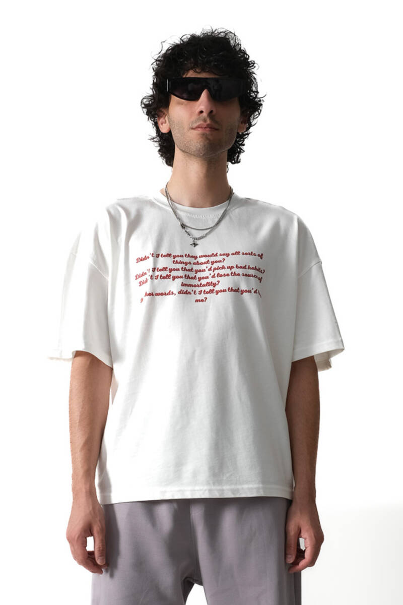 I Tell You Baskılı Oversize Tişört - SOLDOUT