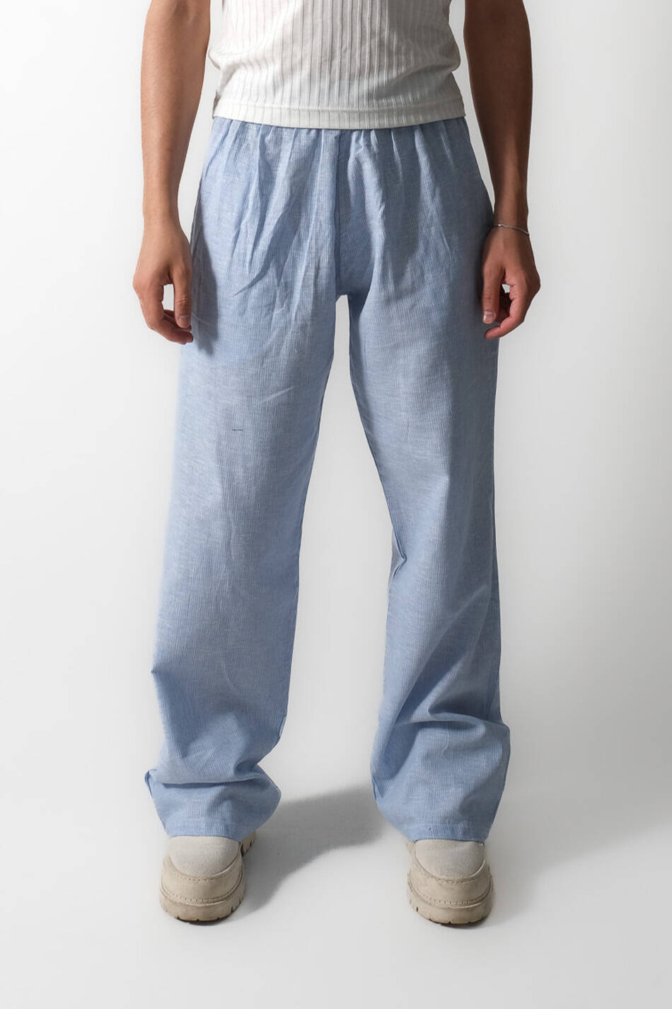 İnce Çizgili Mavi Pantolon - SOLDOUT