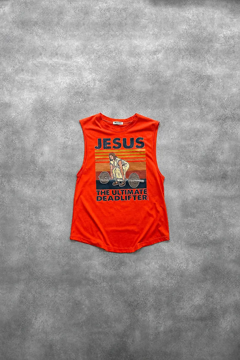 Jesus Deadlifter Kırmızı Sporcu Atlet - 1