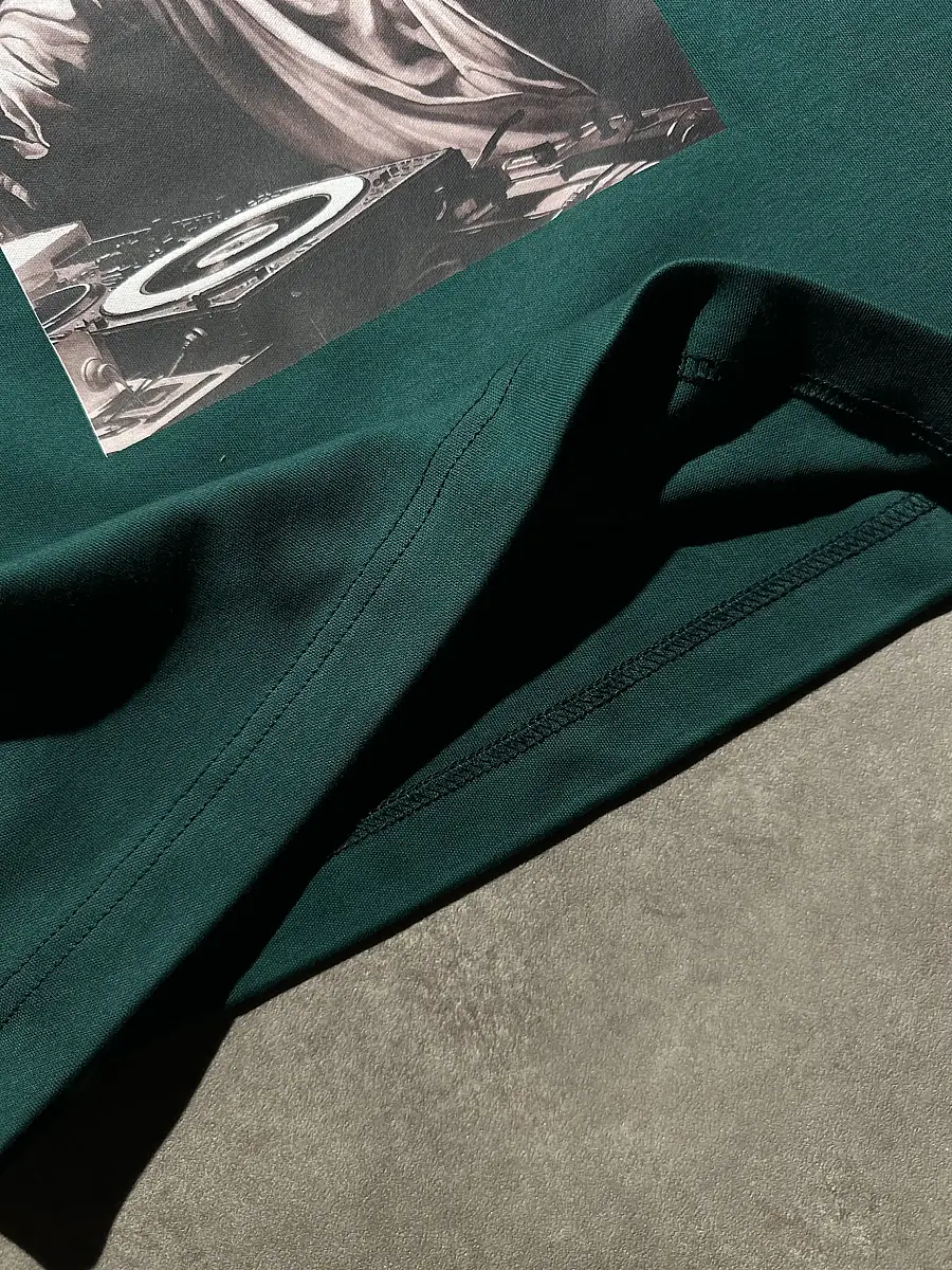 Jesus Raves Zümrüt Yeşili Oversize Baskılı Tişört - 4