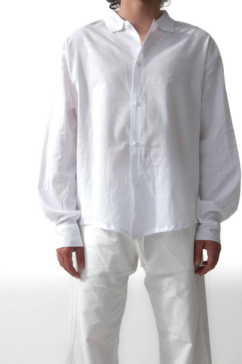 Just Kiss Me Beyaz Oversize %100 Pamuk İnce Gömlek - 7