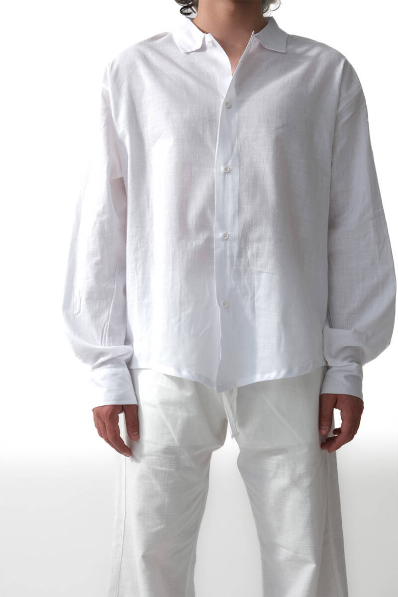 Just Kiss Me Beyaz Oversize %100 Pamuk İnce Gömlek - 7