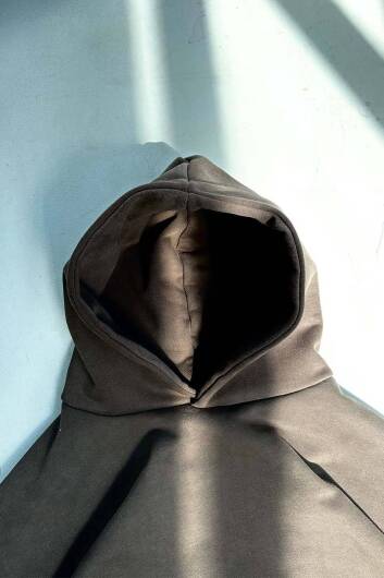 Kahve 500 GSM Fabric Washed Boxy Fit Hoodie - 3