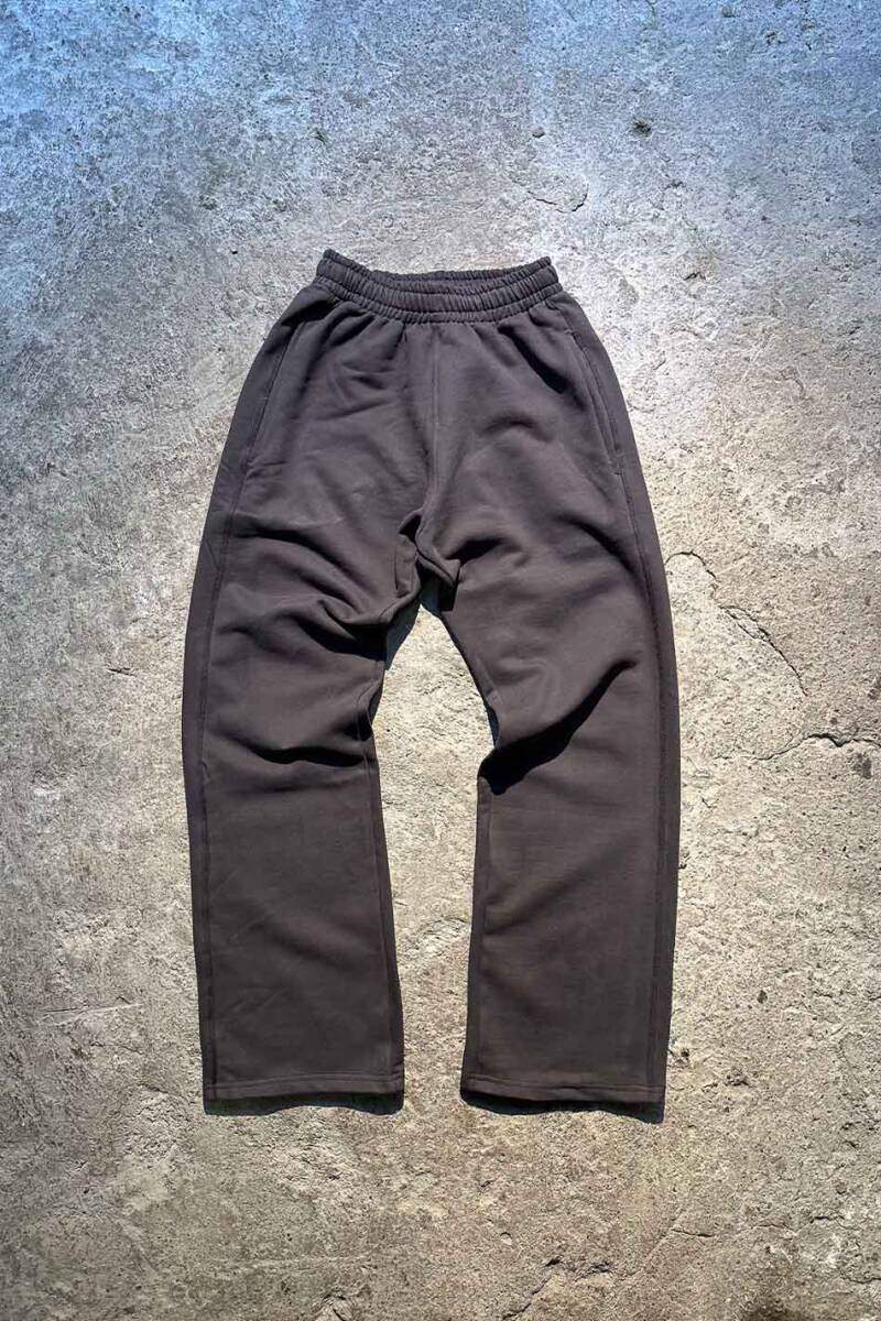 Kahverengi Çift Dikiş Detaylı Heavyweight Baggy Eşofman 