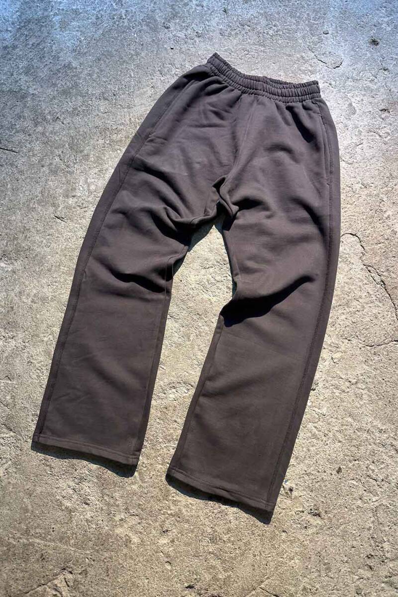 Kahverengi Çift Dikiş Detaylı Heavyweight Baggy Eşofman - 2