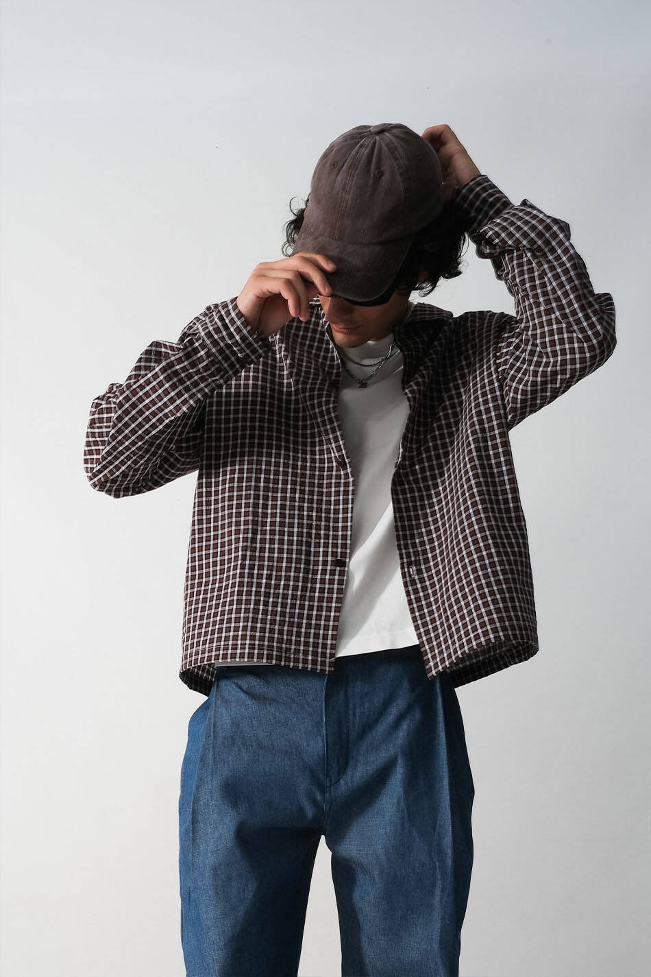 Kahverengi Ekoseli Oversize Gömlek - SOLDOUT