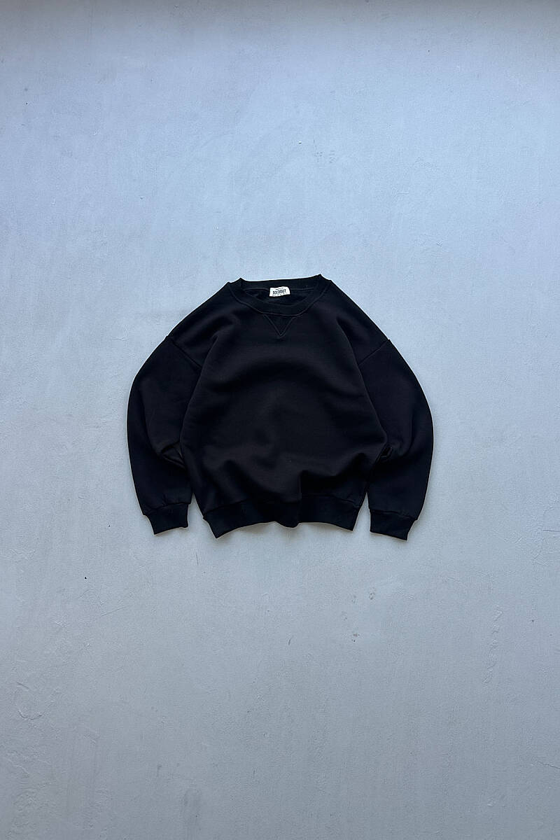 Siyah Oversize Boxy Fit Sweatshirt - SOLDOUT