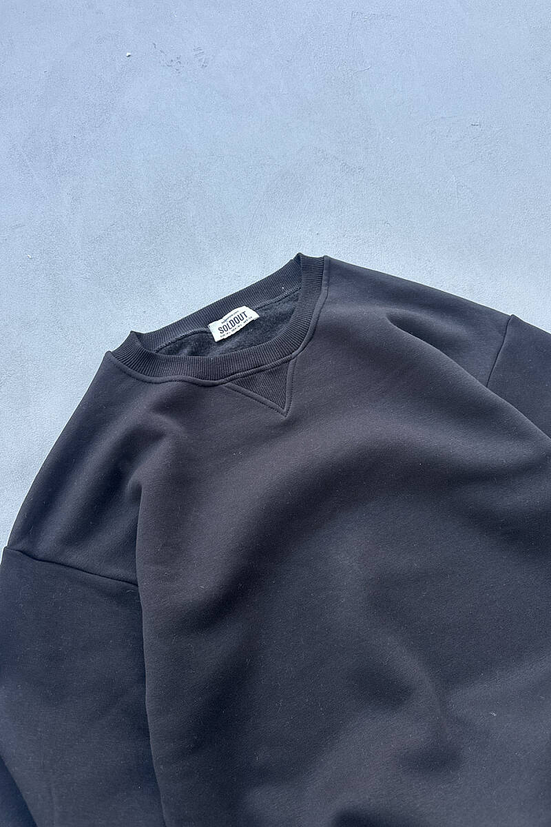 Siyah Oversize Boxy Fit Sweatshirt - SOLDOUT (1)