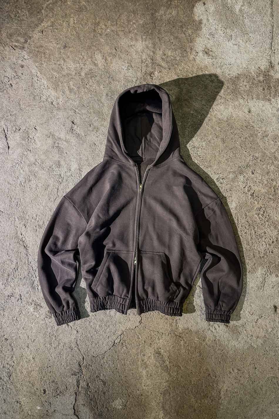 Kahverengi Heavyweight Oversize Boxy Fit Zip Hoodie - SOLDOUT