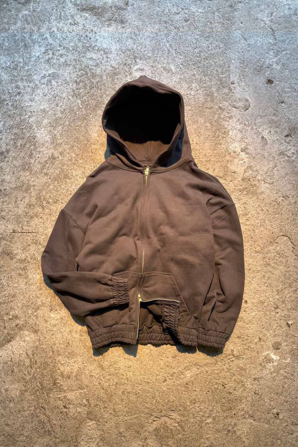 Kahverengi Heavyweight (450GSM) Oversize Boxy Fit Zip Hoodie - SOLDOUT