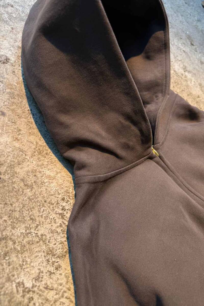 Kahverengi Heavyweight (450GSM) Oversize Boxy Fit Zip Hoodie - 2