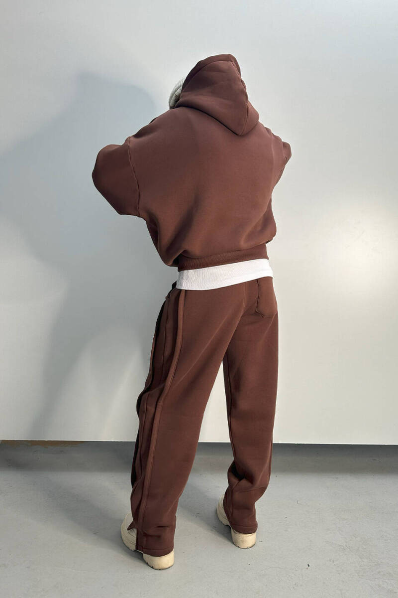 Kahverengi Extra Oversize Boxy Fit Hoodie - 3