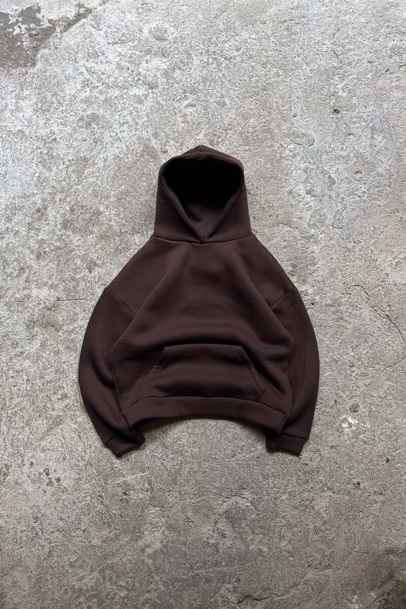 Kahverengi Oversize Boxy Fit Hoodie - SOLDOUT
