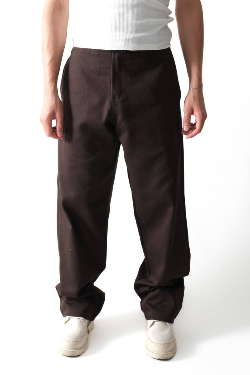 Kahverengi Yüksek Bel Baggy Pantolon 