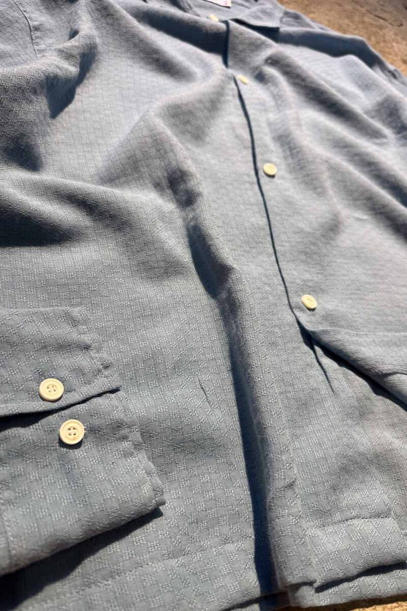 Kare Dokulu Mavi Oversize Gömlek - 6