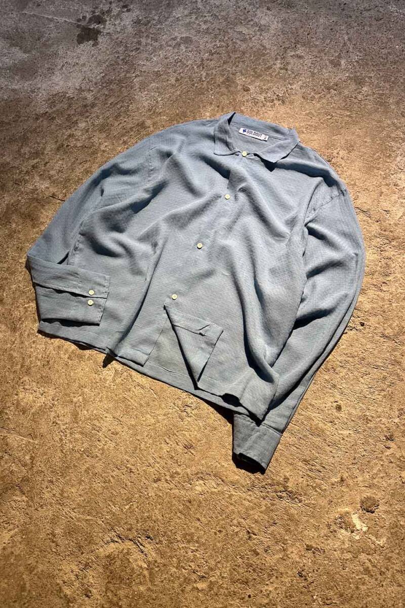 Kare Dokulu Mavi Oversize Gömlek - 5