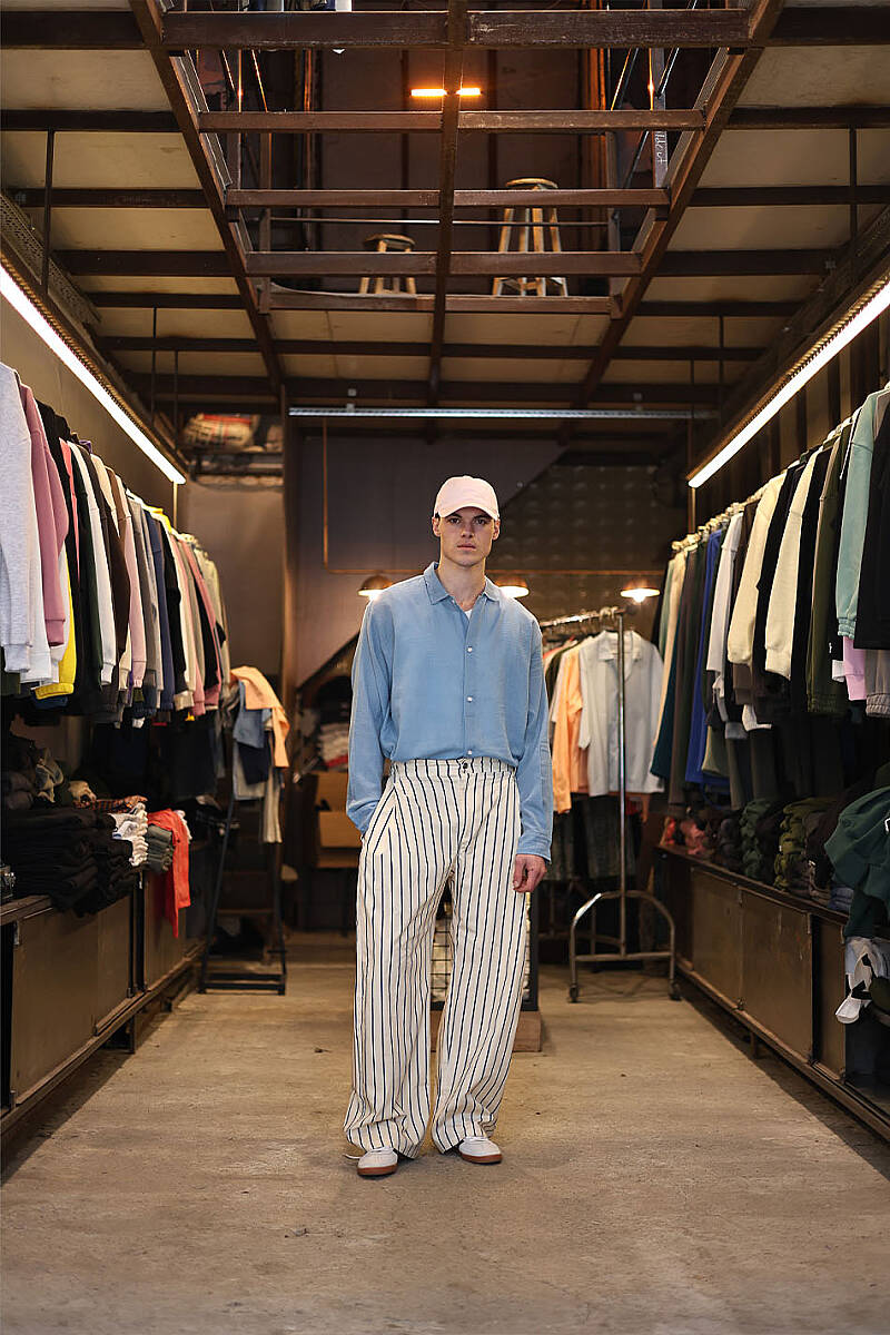 Kare Dokulu Mavi Oversize Gömlek - SOLDOUT (1)