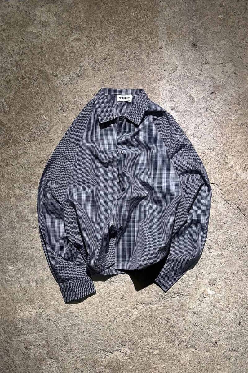 Kareli Lacivert Oversize Gömlek - SOLDOUT