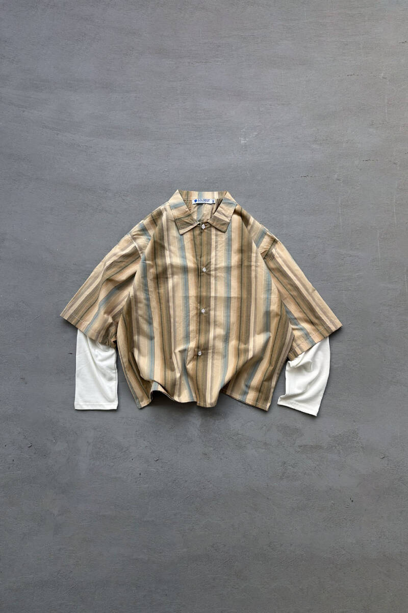 Karışık Renkli Boxy Fit Layered Gömlek - SOLDOUT