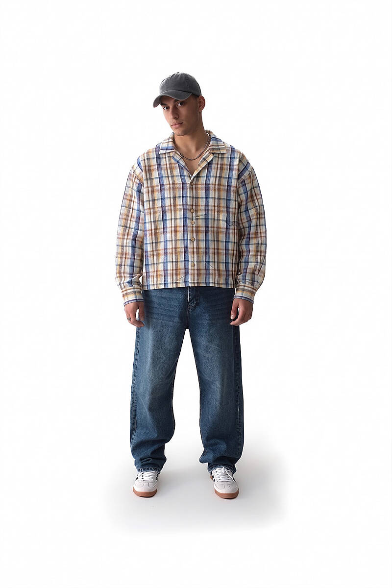 Karışık Renkli Çizgili - Ekose Oversize Gömlek - SOLDOUT (1)