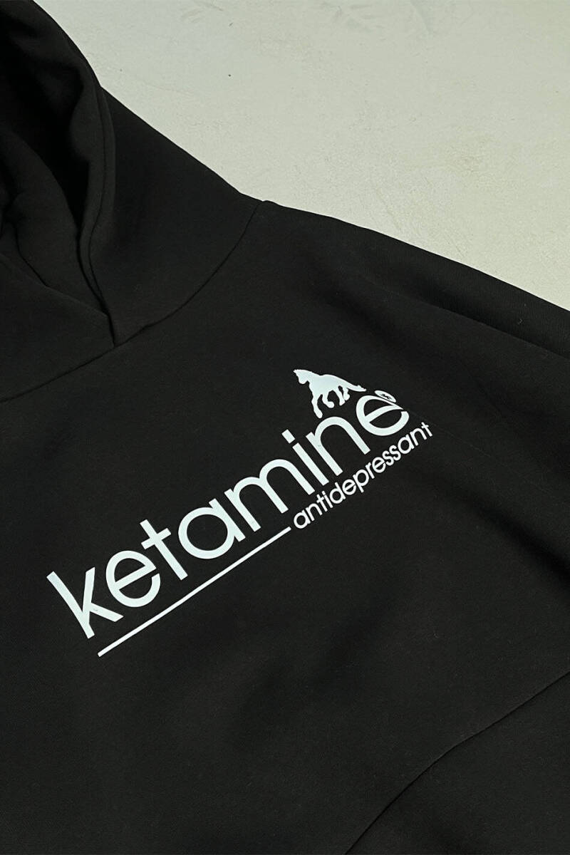 Ketamine Siyah Oversize Boxy Fit Hoodie - 2