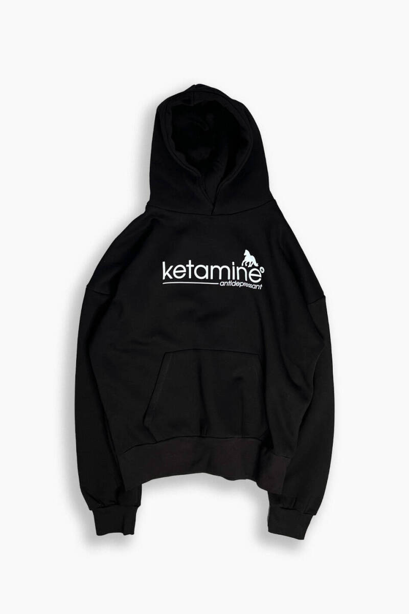 Ketamine Siyah Oversize Boxy Fit Hoodie - SOLDOUT