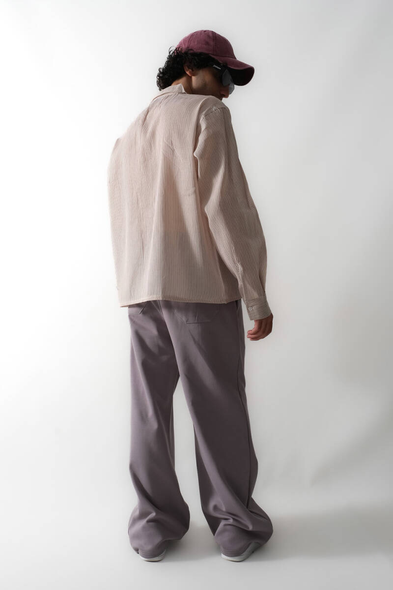Kırmızı Çizgili Oversize Gömlek - 5