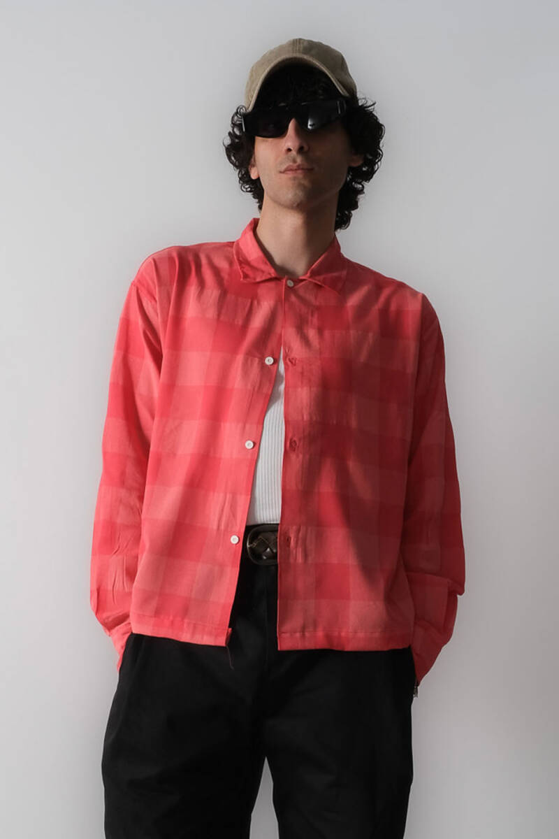 Kırmızı Kare Desenli Oversize Gömlek - SOLDOUT