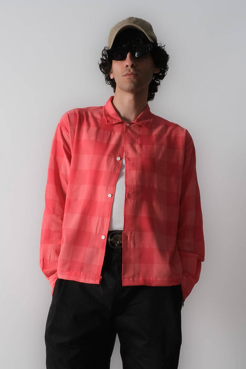 Kırmızı Kare Desenli Oversize Gömlek - SOLDOUT