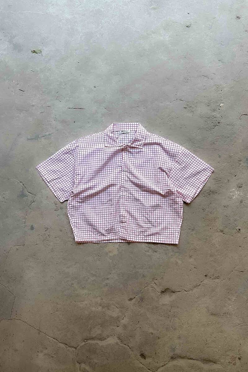 Kırmızı Kareli Boxy Fit Crop Gömlek - SOLDOUT