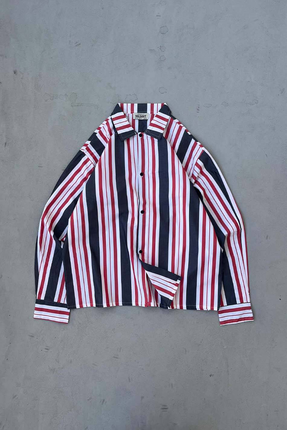 Kırmızı Siyah Çizgili Oversize Gömlek - SOLDOUT