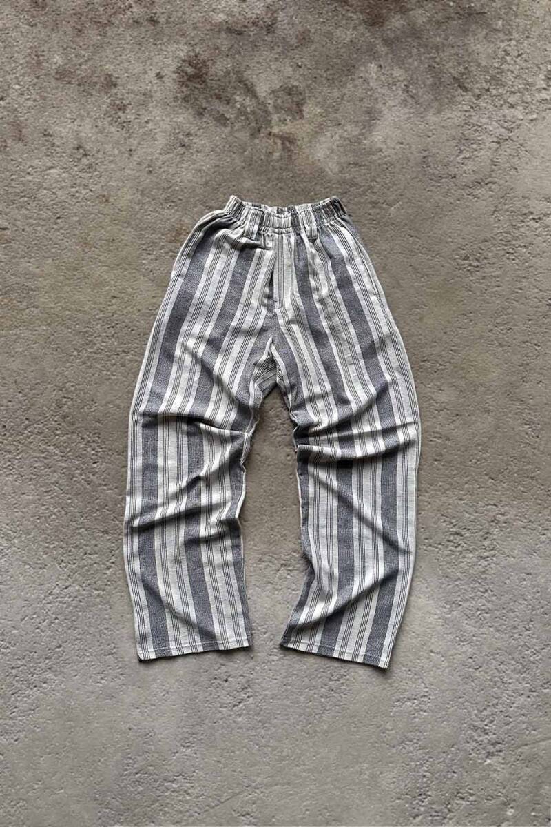 Kontrast Çizgili Dokulu Pantolon - SOLDOUT