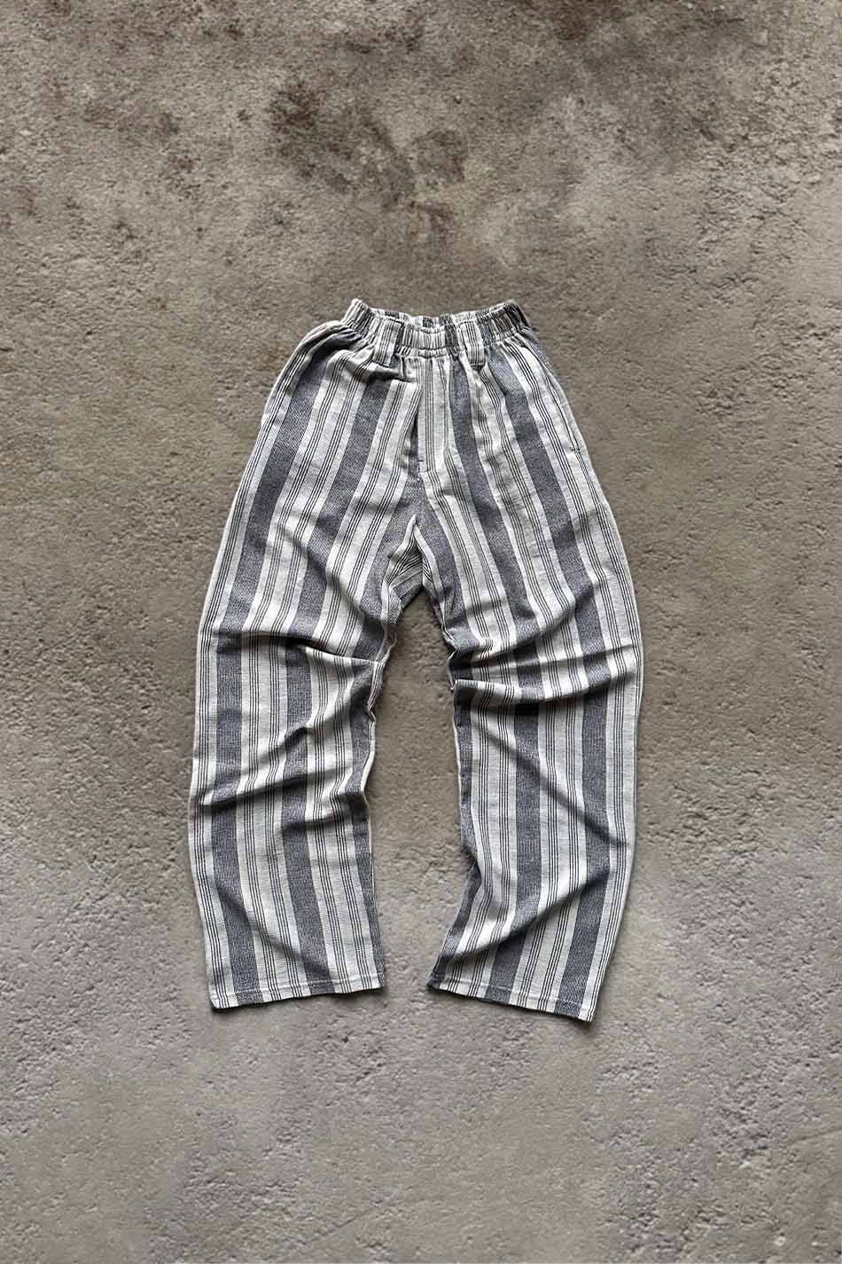 Kontrast Çizgili Dokulu Pantolon - SOLDOUT