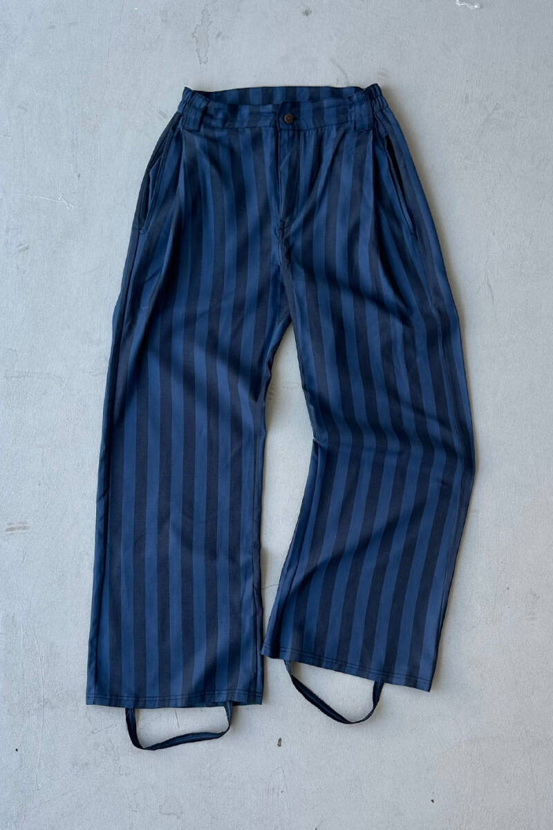 Çizgili Çift Pileli Baggy Pantolon 