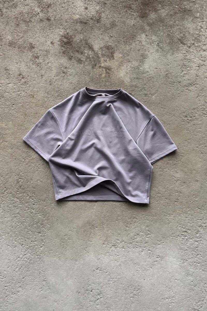 Kül Grisi Double Face Boxy Fit Tişört - SOLDOUT