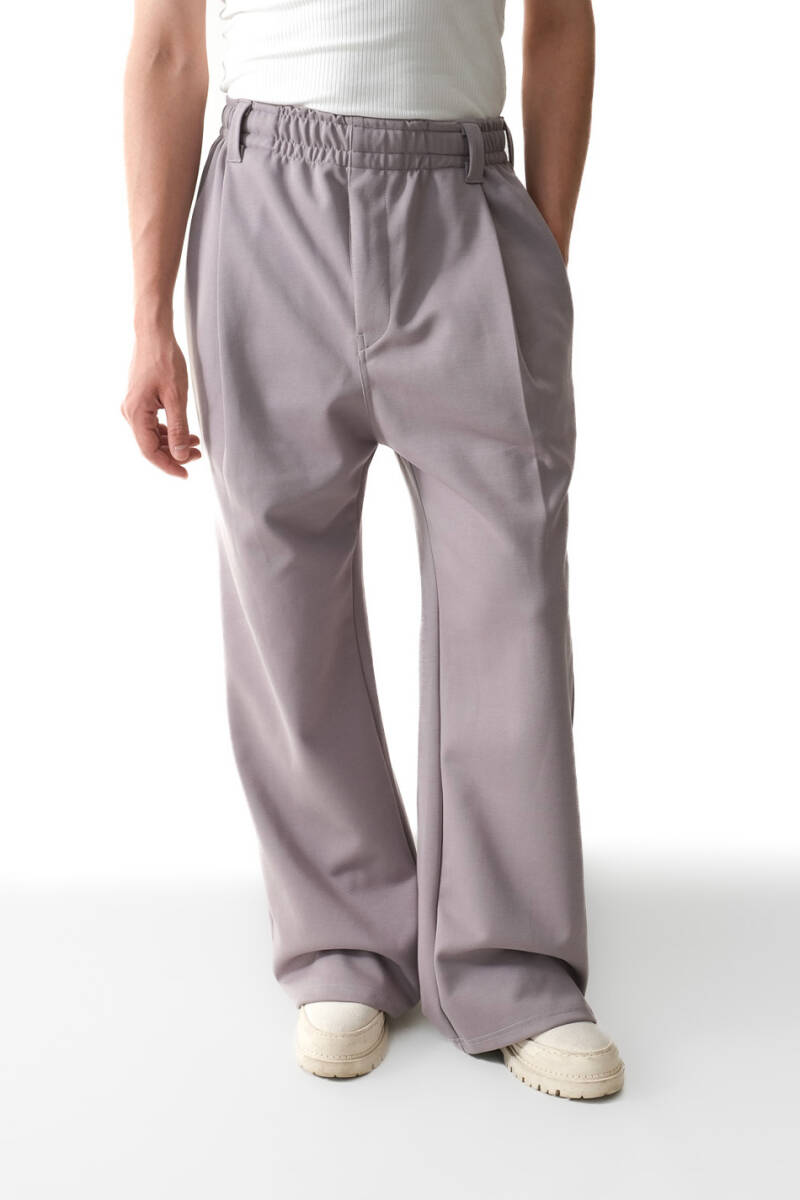 Kül Grisi Pileli Essential Double Face Pantolon - 2