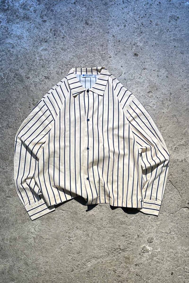 Lacivert Çizgili Bej Oversize Gömlek - SOLDOUT