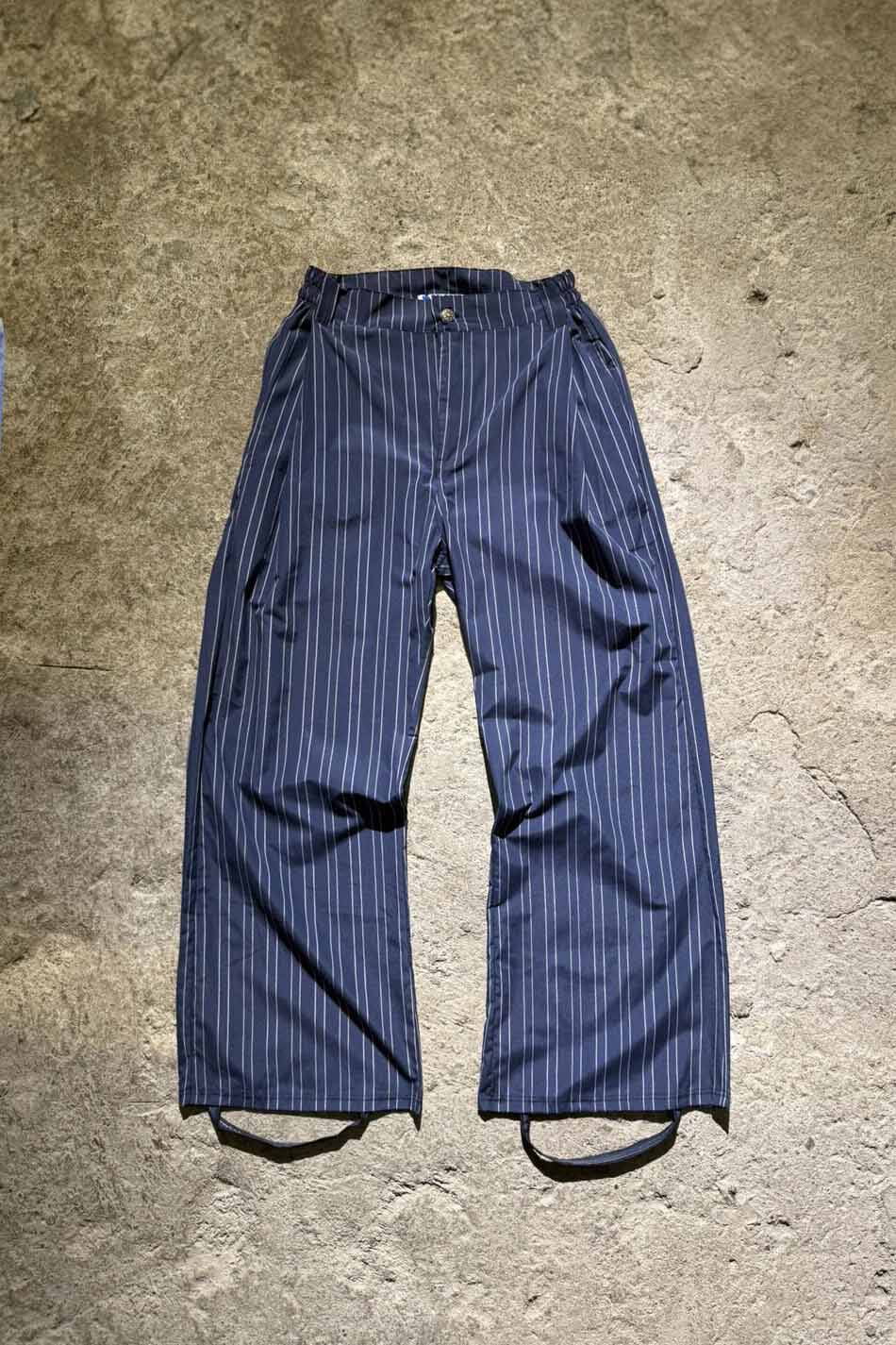 Lacivert Çizgili Çift Pileli Baggy Pantolon - SOLDOUT