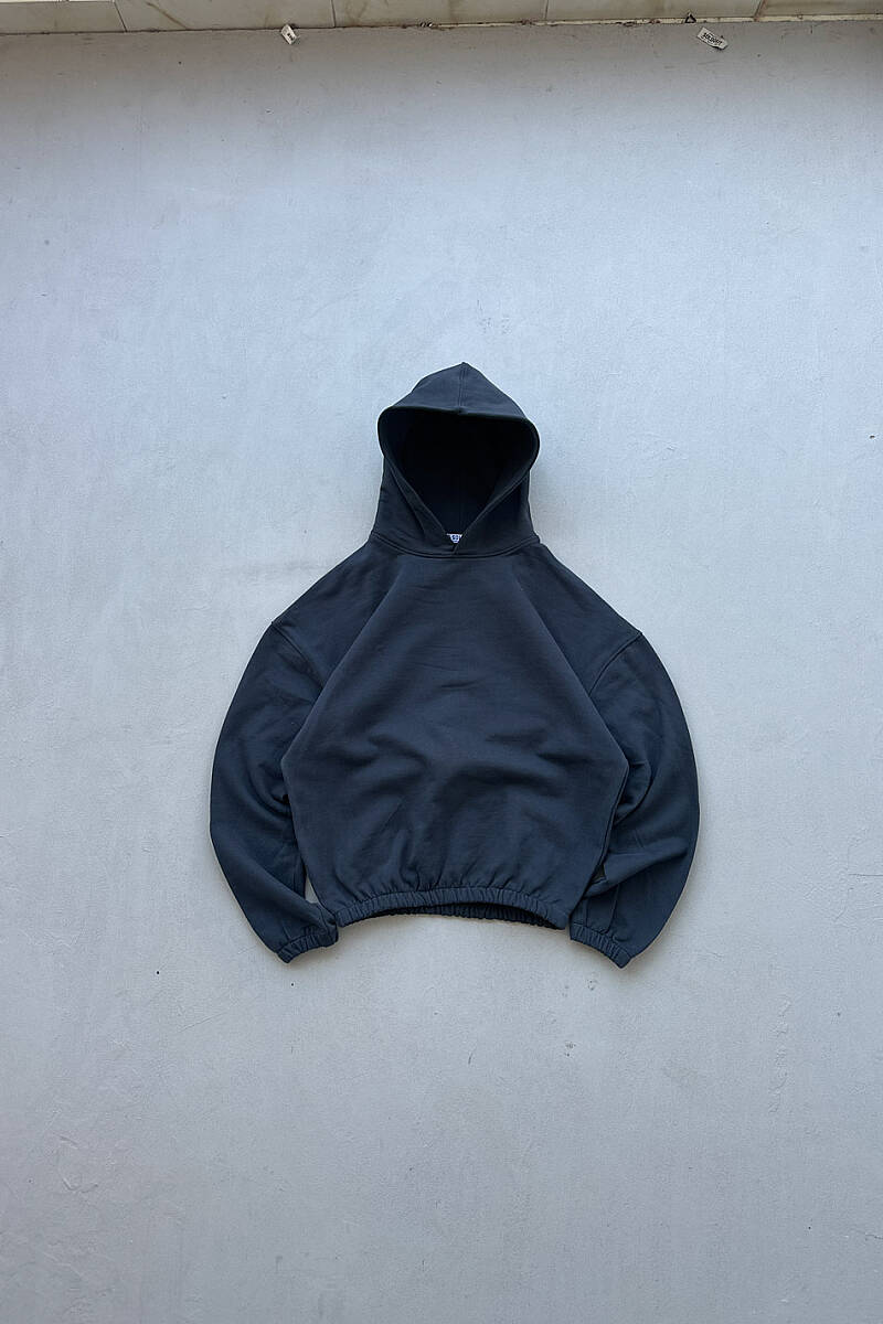 Lacivert Heavyweight (500GSM) Şardonsuz Oversize Boxy Fit Hoodie - SOLDOUT