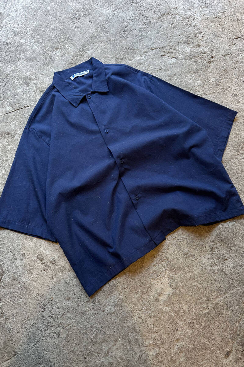 Lacivert Nep Yarım Kol Oversize Gömlek - 5