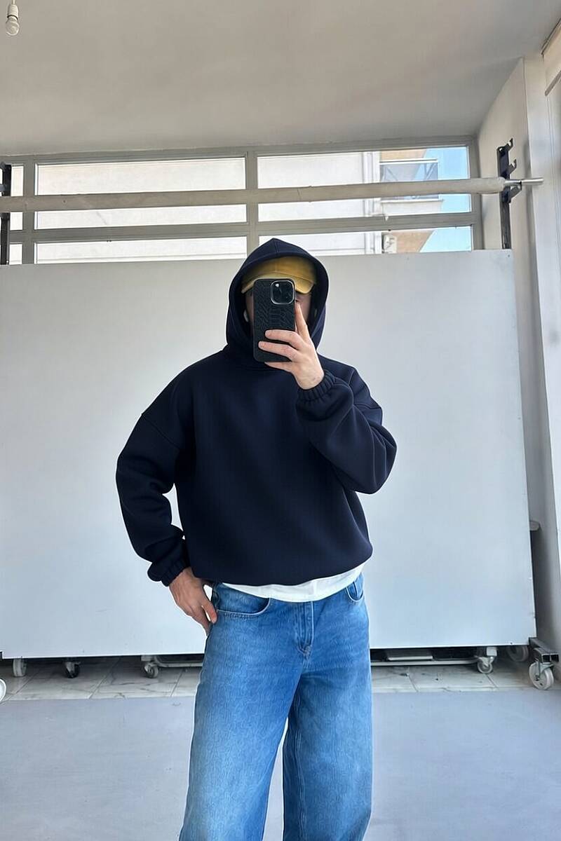 Lacivert Oversize Boxy Fit Hoodie - SOLDOUT (1)